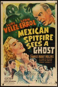 7z503 MEXICAN SPITFIRE SEES A GHOST style A 1sh '42 Lupe Velez & Leon Errol in a haunted house!