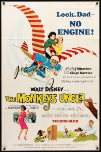 7z517 MONKEY'S UNCLE 1sh '65 Walt Disney, Annette Funnicello flying with ape!