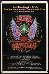 7z520 MORE AMERICAN GRAFFITI style A 1sh '79 cool psychedelic art, Ron Howard & Paul Le Mat!