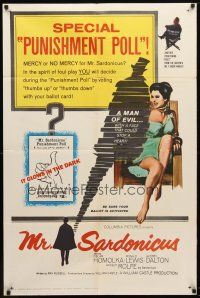 7z527 MR. SARDONICUS 1sh '61 William Castle, the only picture with the punishment poll!