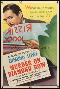 7z529 MURDER ON DIAMOND ROW 1sh '37 Edmund Lowe, whose hand writes messages of death?