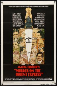 7z530 MURDER ON THE ORIENT EXPRESS 1sh '74 Agatha Christie, great art of cast by Richard Amsel!