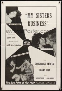 7z539 MY SISTER'S BUSINESS 1sh '70 lesbian sexploitation, Constance Sirifem, Luann Cox!