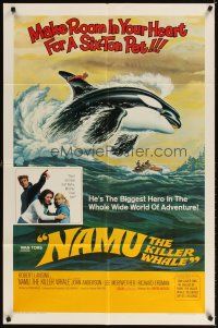 7z542 NAMU THE KILLER WHALE 1sh '66 Lee Meriwether, Robert Lansing, great killer whale art!