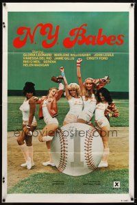 7z541 N.Y. BABES 1sh '79 sexiest X-rated female New York baseball players ever!