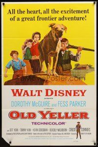 7z574 OLD YELLER 1sh R74 Dorothy McGuire, Fess Parker, art of Walt Disney's most classic canine!