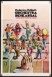 7z588 ORCHESTRA REHEARSAL 1sh '79 Federico Fellini's Prova d'orchestra, cool Bonhomme artwork!