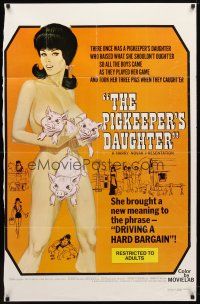 7z614 PIGKEEPER'S DAUGHTER 1sh '72 wacky and sexy artwork of farm girl!