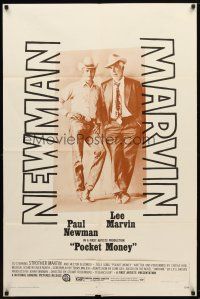7z628 POCKET MONEY 1sh '72 great full-length portrait of Paul Newman & Lee Marvin!