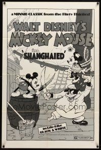 7z742 SHANGHAIED 1sh R74 cool art of Mickey Mouse dueling Pegleg Pete w/swordfish!