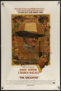 7z746 SHOOTIST 1sh '76 best Richard Amsel artwork of cowboy John Wayne & cast montage!