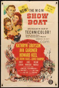 7z748 SHOW BOAT 1sh '51 art of Kathryn Grayson, sexy Ava Gardner & Howard Keel!