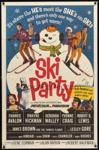7z763 SKI PARTY 1sh '65 Frankie Avalon, Dwayne Hickman, where the he's meet the she's on skis!