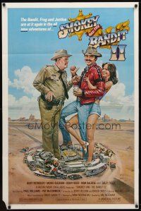 7z775 SMOKEY & THE BANDIT II 1sh '80 Gouzee art of Burt Reynolds, Jackie Gleason & Sally Field!