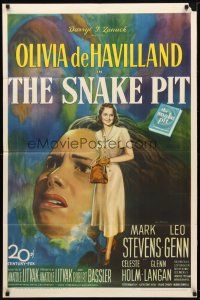7z776 SNAKE PIT 1sh '49 different artwork of confused mental patient Olivia de Havilland!