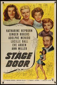 7z791 STAGE DOOR style A 1sh R53 Katharine Hepburn, Ginger Rogers, Lucille Ball, sexy Ann Miller!