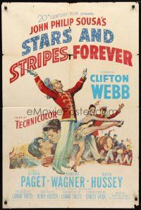7z798 STARS & STRIPES FOREVER 1sh '53 Clifton Webb as band leader & composer John Philip Sousa!