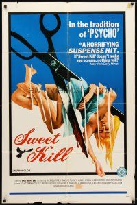 7z818 SWEET KILL 1sh '72 Curtis Hanson directed, wild scissors & sexy girl art!