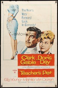 7z832 TEACHER'S PET 1sh '58 teacher Doris Day, pupil Clark Gable, sexy Mamie Van Doren's body!