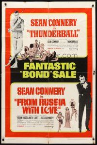 7z874 THUNDERBALL/FROM RUSSIA WITH LOVE 1sh '68 two of Sean Connery's best James Bond roles!