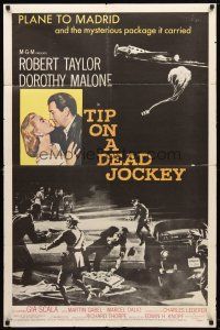 7z878 TIP ON A DEAD JOCKEY 1sh '57 Robert Taylor & Dorothy Malone caught up in a horse race crime!