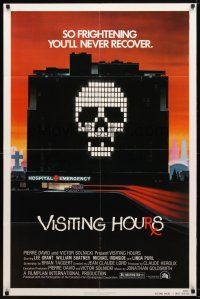 7z929 VISITING HOURS 1sh '82 William Shatner, Lee Grant, cool skull in hospital horror art!