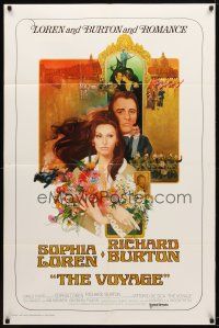 7z932 VOYAGE int'l 1sh '74 Vittorio De Sica, Peak art of sexy Sophia Loren & Richard Burton!