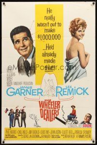 7z959 WHEELER DEALERS 1sh '63 James Garner, sexy Lee Remick wrapped only in a sheet!