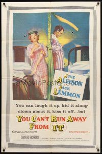 7z990 YOU CAN'T RUN AWAY FROM IT 1sh '56 Lemmon & Allyson, remake of It Happened One Night!