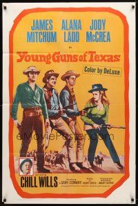 7z993 YOUNG GUNS OF TEXAS 1sh '63 teen cowboys James Mitchum, Alana Ladd & Jody McCrea!