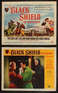 8a074 BLACK SHIELD OF FALWORTH 8 LCs '54 one-eyed Torin Thatcher & Tony Curtis in armor on horse!