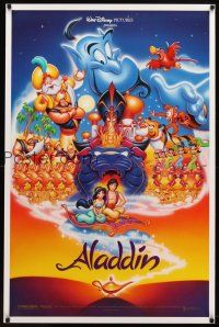 8b021 ALADDIN DS 1sh '92 classic Walt Disney Arabian fantasy cartoon, great cast montage!