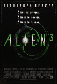 8b027 ALIEN 3 1sh '92 Sigourney Weaver, 3 times the danger, 3 times the terror!