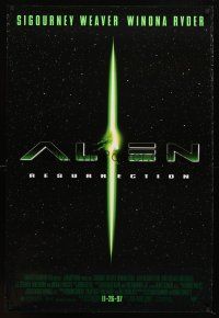 8b030 ALIEN RESURRECTION style B advance DS 1sh '97 Sigourney Weaver, Winona Ryder, sci-fi sequel!
