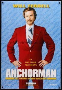 8b043 ANCHORMAN teaser DS 1sh '04 The Legend of Ron Burgundy, image of newscaster Will Ferrell!