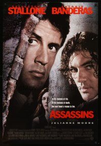 8b057 ASSASSINS DS 1sh '95 cool image of Sylvester Stallone, Antonio Banderas & Julianne Moore!