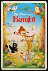 8b066 BAMBI 1sh R88 Walt Disney cartoon deer classic, great art with Thumper & Flower!