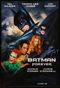 8b071 BATMAN FOREVER advance 1sh '95 Val Kilmer, Nicole Kidman, Tommy Lee Jones, Jim Carrey