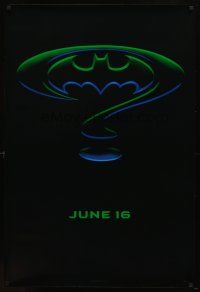 8b073 BATMAN FOREVER teaser 1sh '95 Kilmer, Kidman, cool question mark & cowl design!