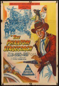 8c271 PHANTOM STAGECOACH Aust 1sh '57 art of William Bishop shooting it out w/bad guys by stage!