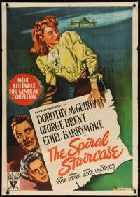8c276 SPIRAL STAIRCASE Aust 1sh '46 art of Dorothy McGuire, George Brent & Ethel Barrymore!