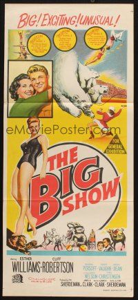8c335 BIG SHOW Aust daybill '61 stone litho of sexy Esther Williams & Cliff Robertson at circus!