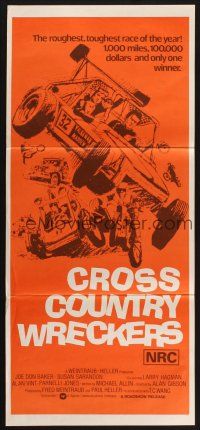 8c382 CHECKERED FLAG OR CRASH Aust daybill '77 Joe Don Baker, Susan Sarandon, off-road racing!