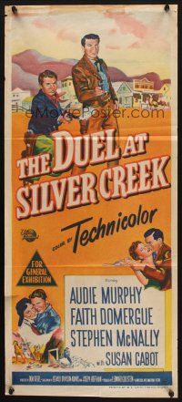 8c419 DUEL AT SILVER CREEK Aust daybill '52 Audie Murphy & Stephen McNally dared the outlaw guns!
