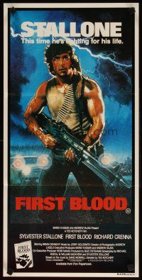 8c455 FIRST BLOOD Aust daybill '82 artwork of Sylvester Stallone as John Rambo by Drew Struzan!