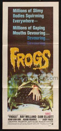 8c490 FROGS Aust daybill '72 horror art of man-eating amphibian w/hand hanging from mouth!