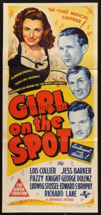 8c509 GIRL ON THE SPOT Aust daybill '46 film noir musical, Lois Collier, Jess Barker!