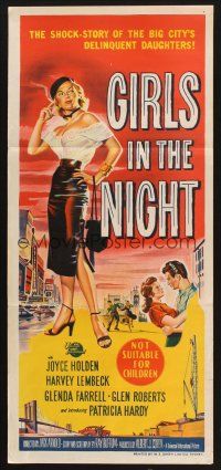 8c510 GIRLS IN THE NIGHT Aust daybill '53 sexy smoking bad girl Joyce Holden w/beret!