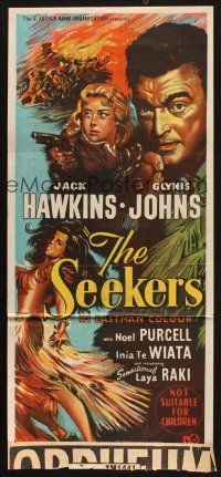 8c596 LAND OF FURY Aust daybill '54 art of sexy Glynis Johns, Jack Hawkins, The Seekers!