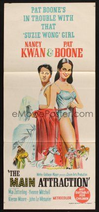 8c628 MAIN ATTRACTION Aust daybill '62 different artwork of Pat Boone & sexy Nancy Kwan!